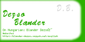 dezso blander business card